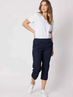 Threadz - Santorini Cotton - Cropped Pant - Navy - Womens Fashion