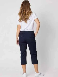Threadz - Santorini Cotton - Cropped Pant - Navy - Womens Fashion