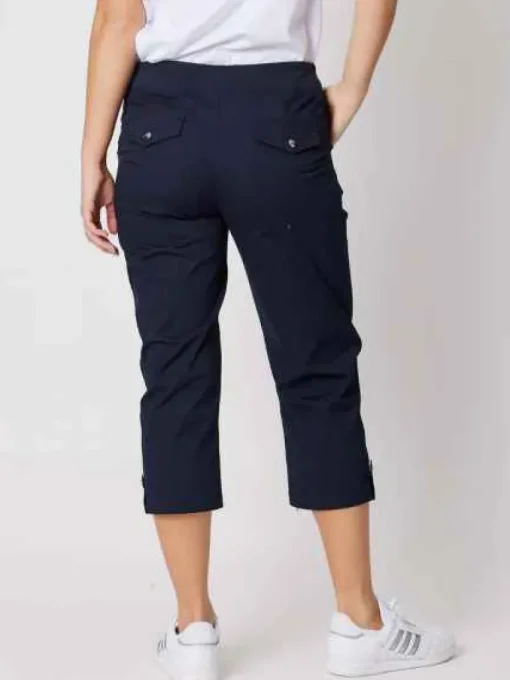 Threadz - Santorini Cotton - Cropped Pant - Navy - Womens Fashion