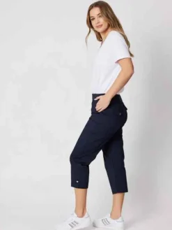 Threadz - Santorini Cotton - Cropped Pant - Navy - Womens Fashion