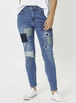 Threadz - Sofia Patch Slim Leg Jean - Womens Fashion