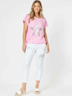 Threadz - Taylor Patch High Rise Skinny Leg Jeans - White - Womens Fashion