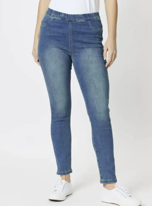 Threadz - The High Rise Slim Leg Stretch Jean - Denim - Womens Fashion