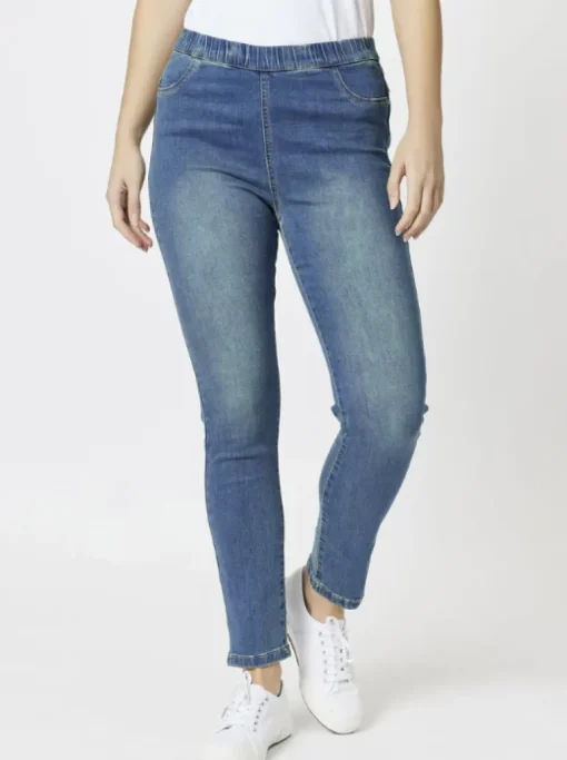 Threadz - The High Rise Slim Leg Stretch Jean - Denim - Womens Fashion