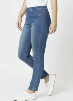 Threadz - The High Rise Slim Leg Stretch Jean - Denim - Womens Fashion