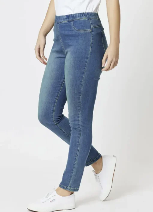 Threadz - The High Rise Slim Leg Stretch Jean - Denim - Womens Fashion