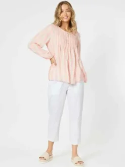 Threadz - Venice Stripe Tunic - Papaya - Womens Fashion