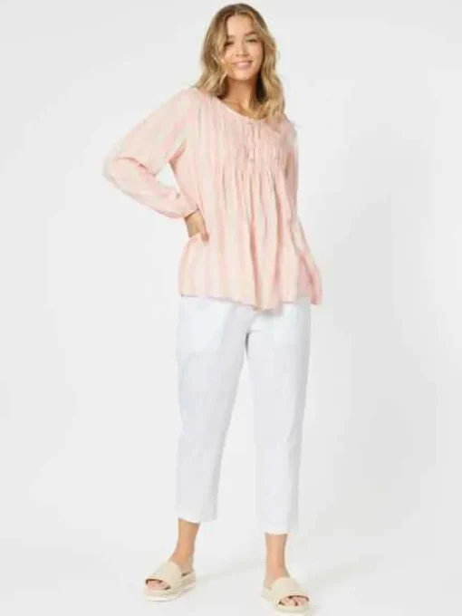 Threadz - Venice Stripe Tunic - Papaya - Womens Fashion