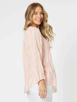 Threadz - Venice Stripe Tunic - Papaya - Womens Fashion