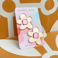 WILDBERRY STATEMENT STUDS - Gold and Pink