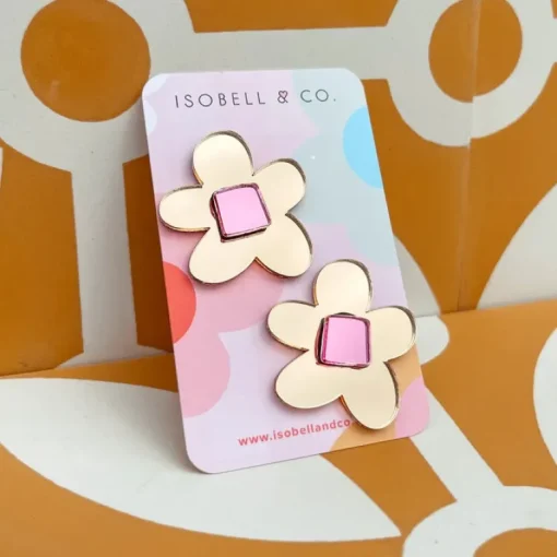WILDBERRY STATEMENT STUDS - Gold and Pink