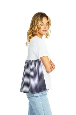 Zoey Stripe Top | White Navy