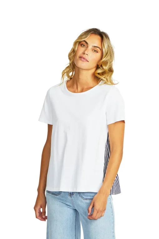 Zoey Stripe Top | White Navy