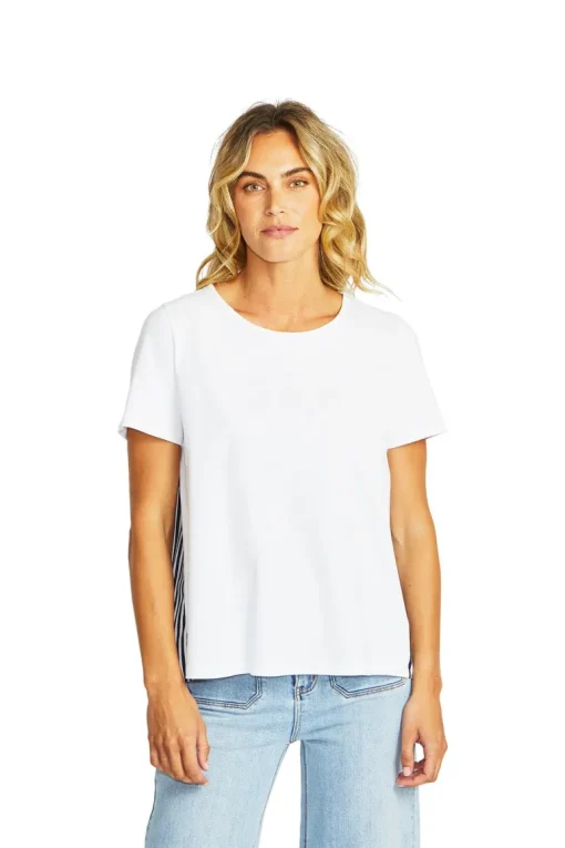 Zoey Stripe Top | White Navy